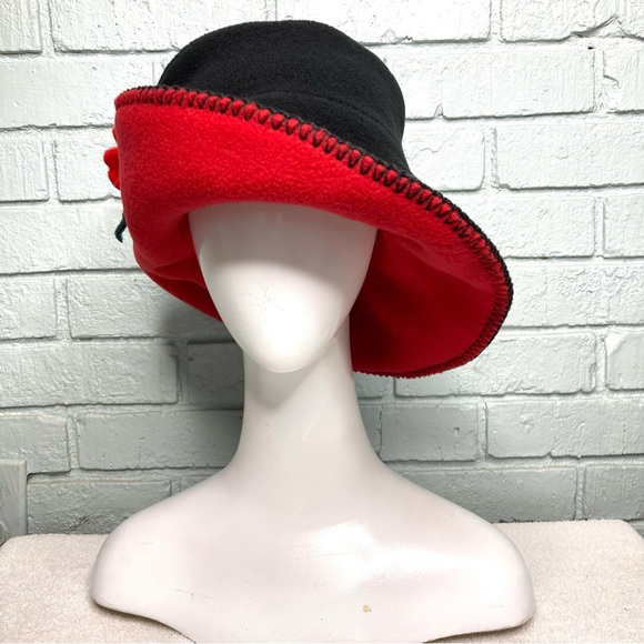 Marama Vintage Red And Black Felt Floppy Hat - Picture 3 of 14